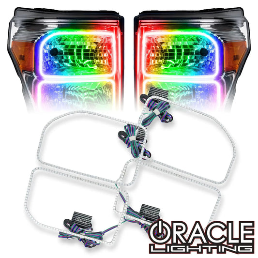 2011-2016 Ford F-250/F-350 Super Duty ORACLE Dynamic ColorSHIFT Headlight Halo Kit (Square Ring Design) by ORACLE Lighting