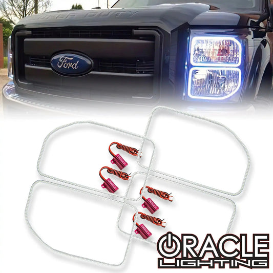 ORACLE Lighting 2011-2016 Ford F-250/F-350 LED Headlight Halo Kit (Square Ring Design) by ORACLE Lighting