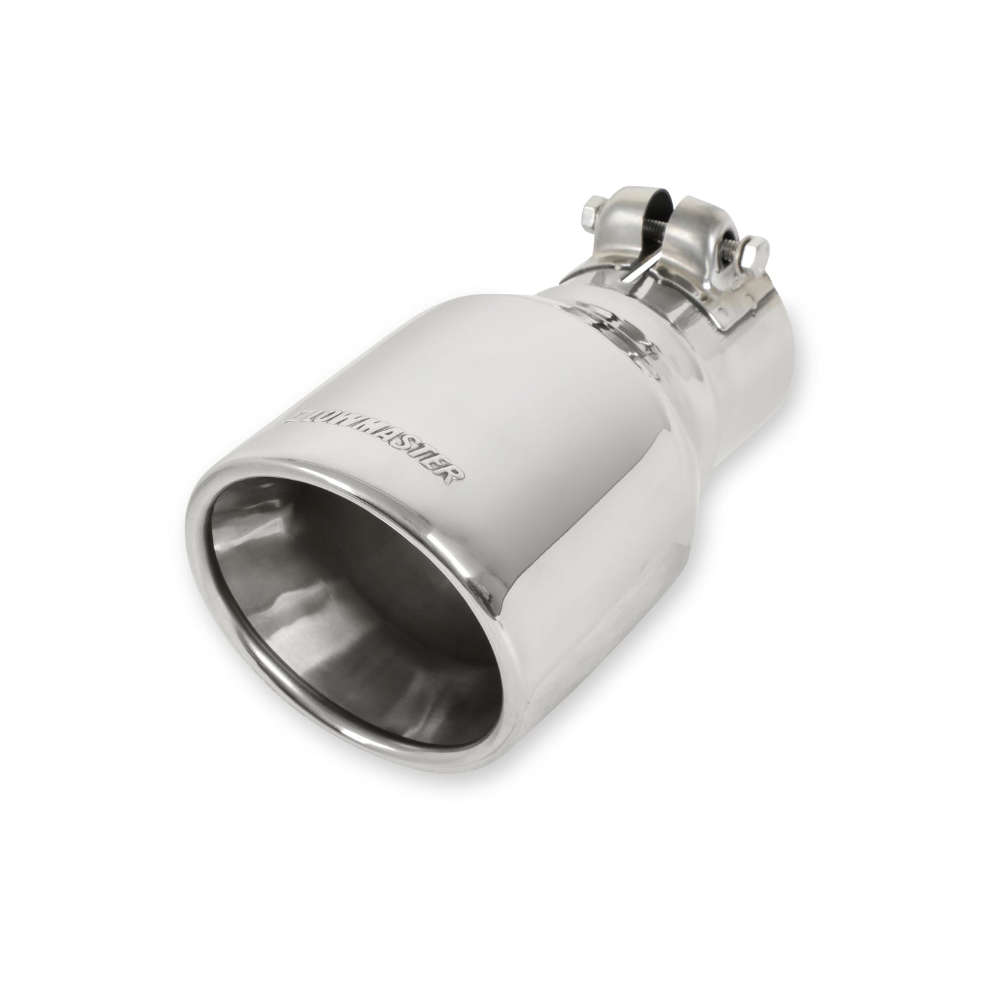 Exhaust Tip - 4.00 in. Rolled Angle Polished SS Fits 2.50 in. Tubing - clamp on by Flowmaster