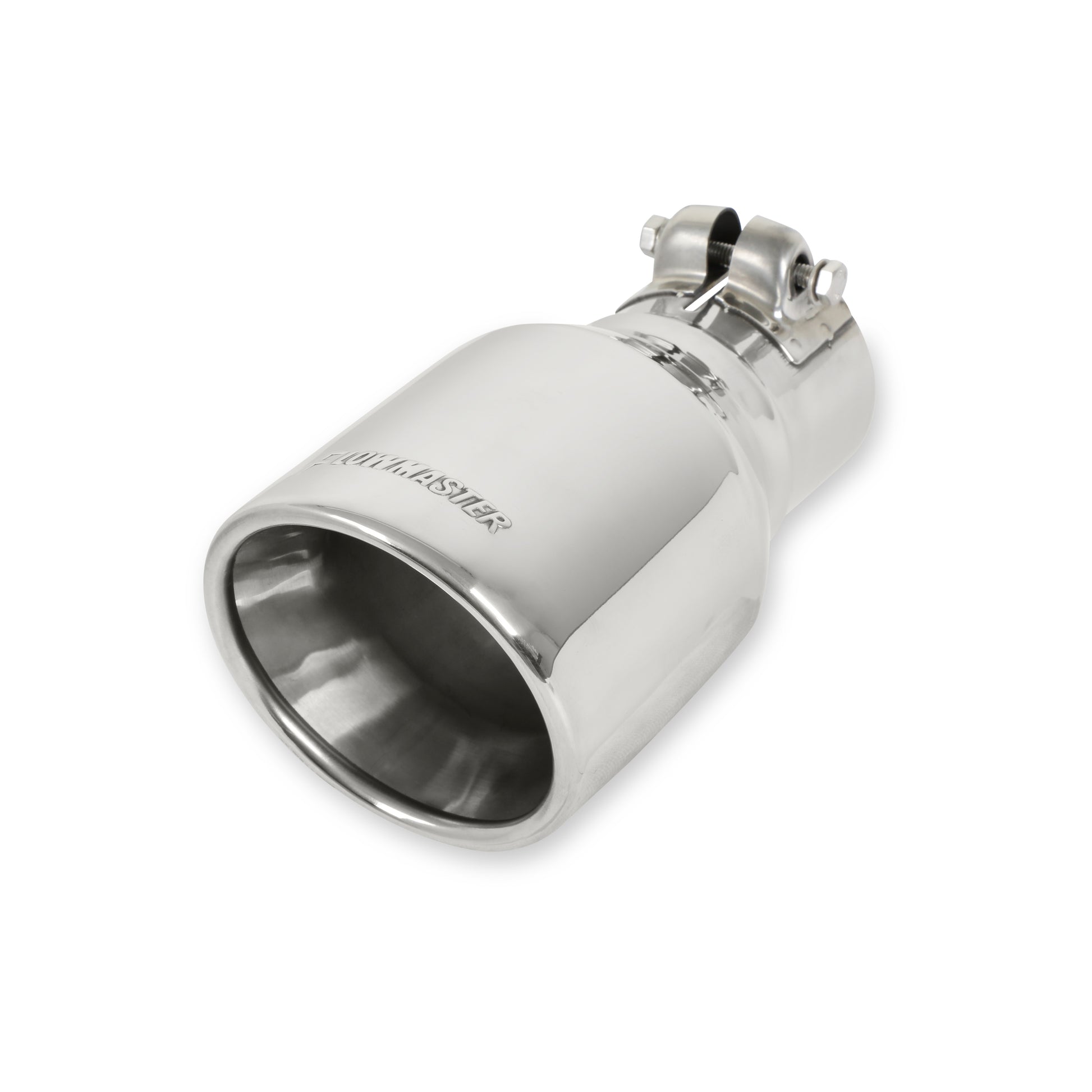 Exhaust Tip - 4.00 in. Rolled Angle Polished SS Fits 2.50 in. Tubing - clamp on by Flowmaster