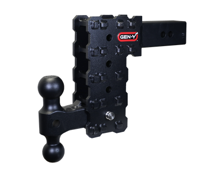 PHANTOM-X 2.5" Solid Shank 7.5" Drop 1.6K TW 16K Hitch & GH-051 Dual-Ball Mount by GEN-Y Hitch