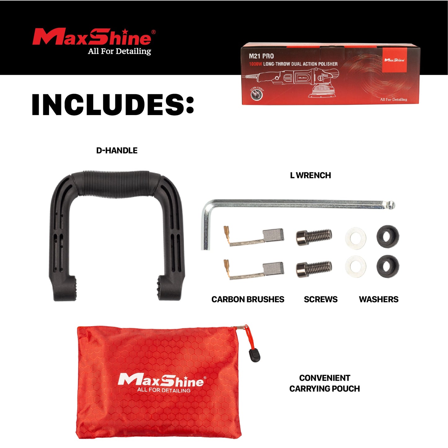 Random Orbital Polisher | M21 Pro - 6in Plate, 21mm Throw, 1000W by MaxshineUSA