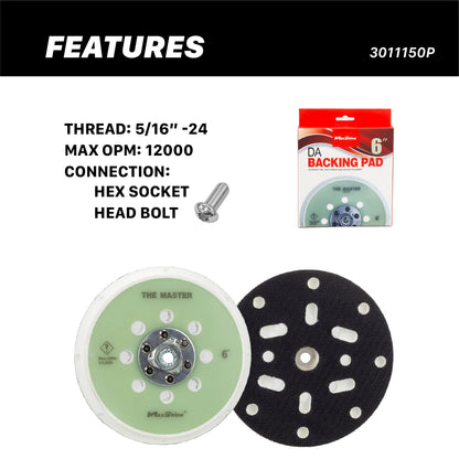 6 inch DA Backing Plates | Pro Series Dual Action Backing Plates - M15 Pro, M21 Pro by MaxshineUSA