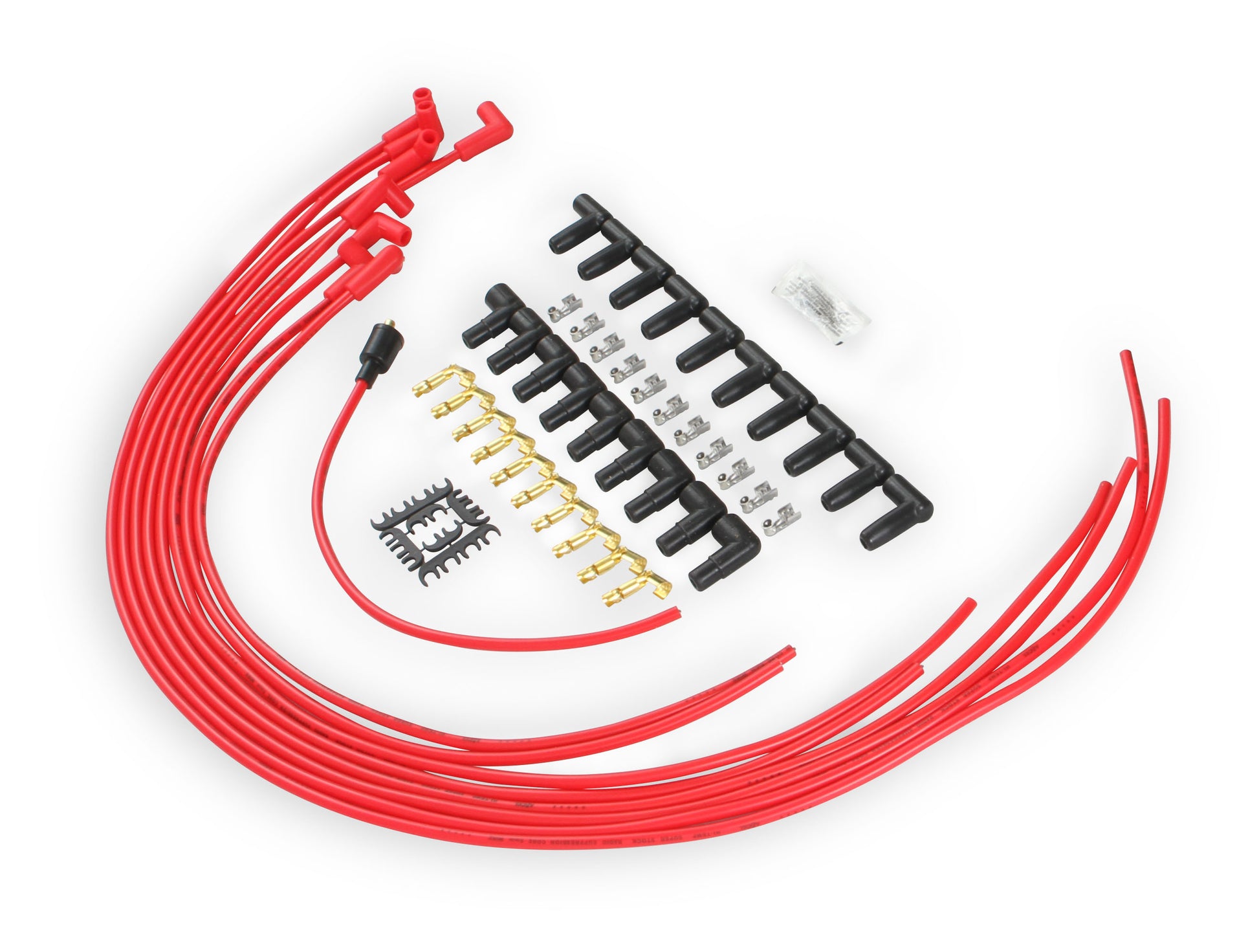 Spark Plug Wire Set- 8mm- Super Stock Universal-Graphite Core- 90 Deg Boots- Red by ACCEL