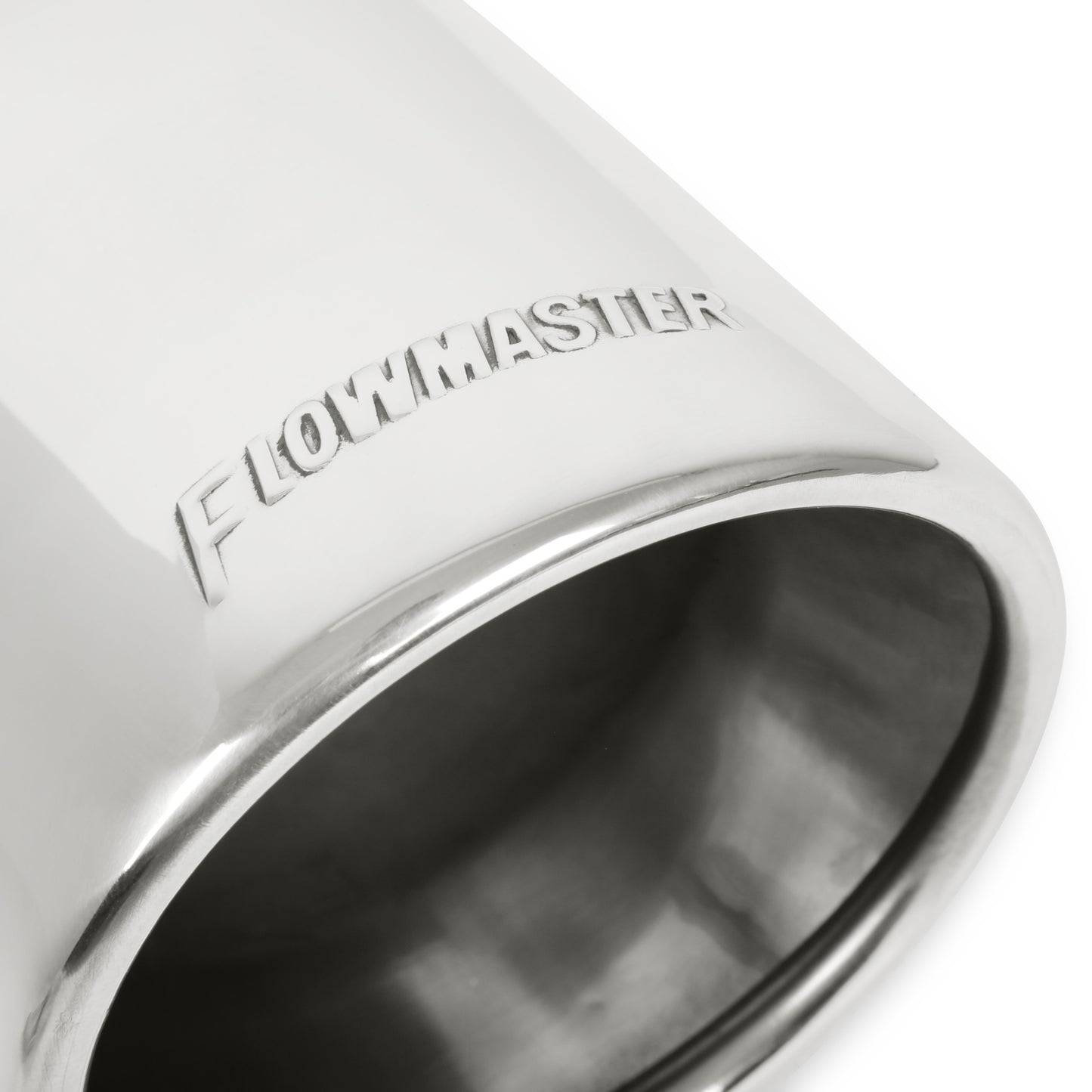 Exhaust Tip - 4.00 in. Rolled Angle Polished SS Fits 2.50 in. Tubing - clamp on by Flowmaster