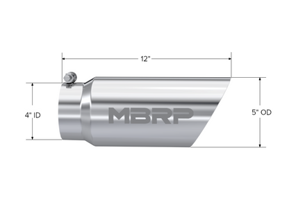 Tip. 5in. O.D. Dual Wall Angled 4in. inlet 12in. length. T304 Stainless Steel. by MBRP Exhaust