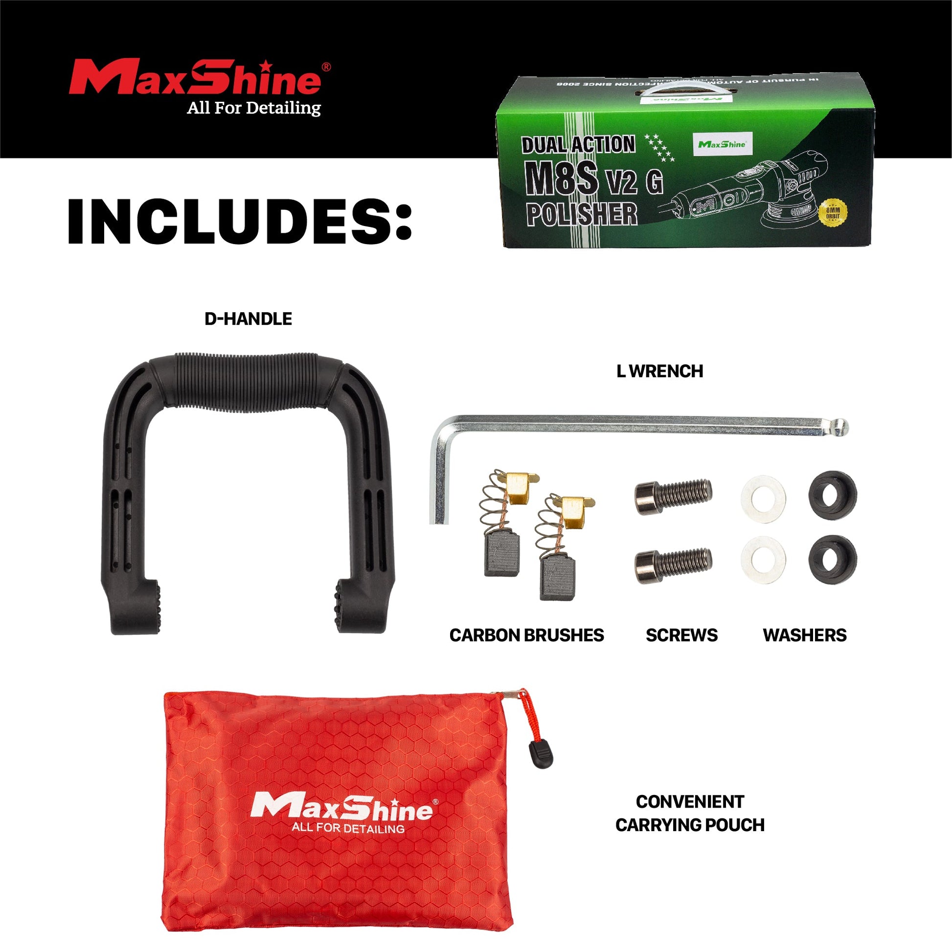Dual Action Polisher For Car Detailing | M8S V2 - 5in Plate, 8mm Throw, 1000W by MaxshineUSA