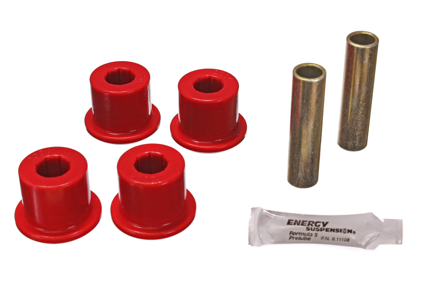 Shackle Eye Set; Red; w/1.5 in. OD Frame Shackle; Performance Polyurethane; by Energy Suspension