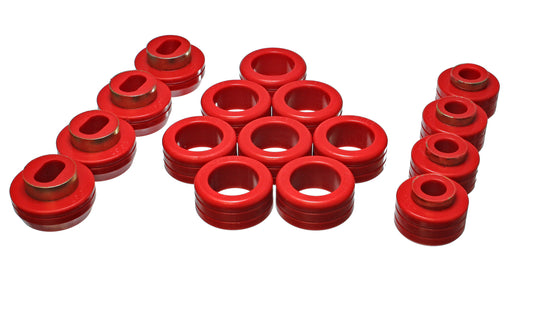 Body Cab Mount Set; Red; Performance Polyurethane; by Energy Suspension