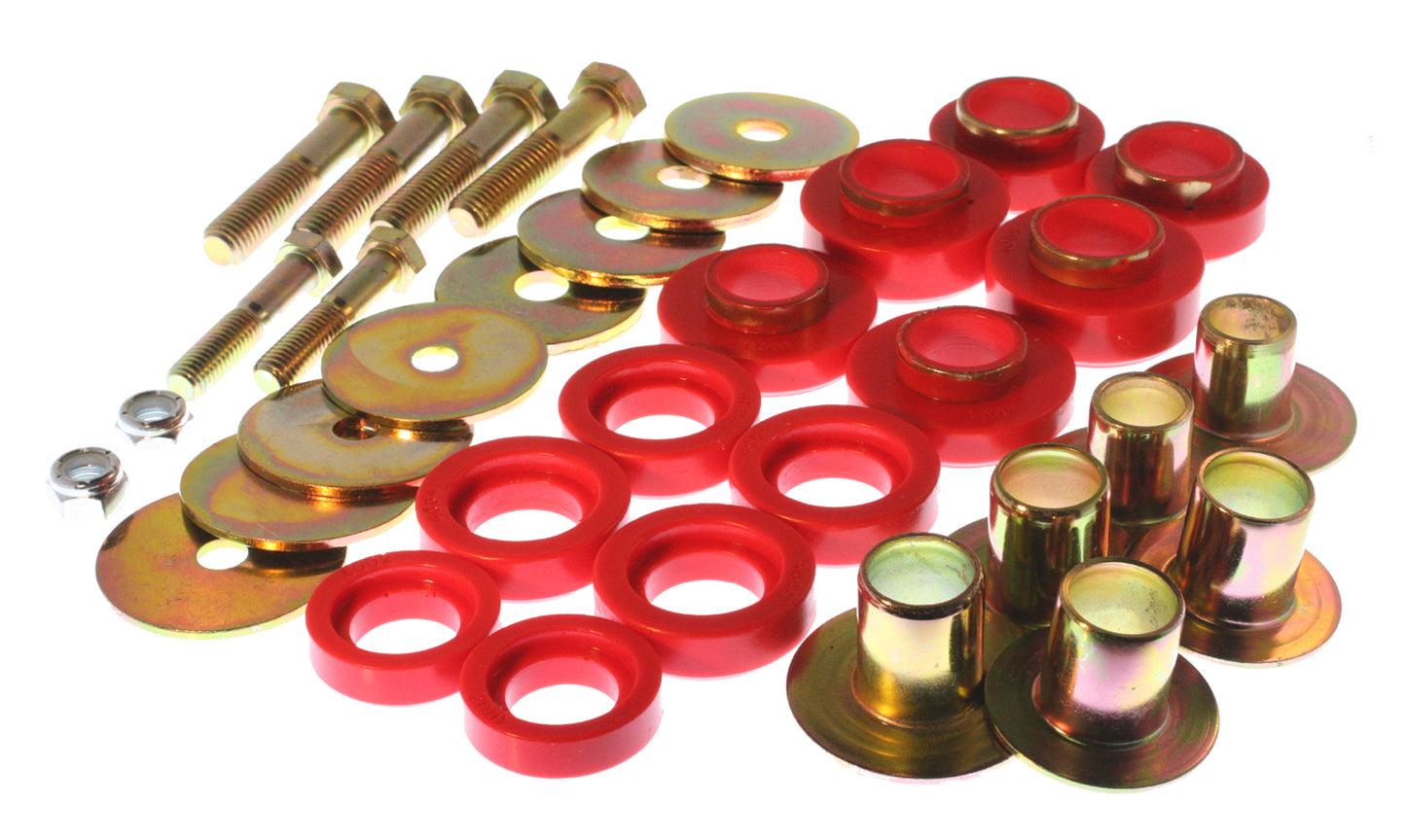 Body Mount Set; Red; Performance Polyurethane; Complete Body/Subframe Mount; by Energy Suspension