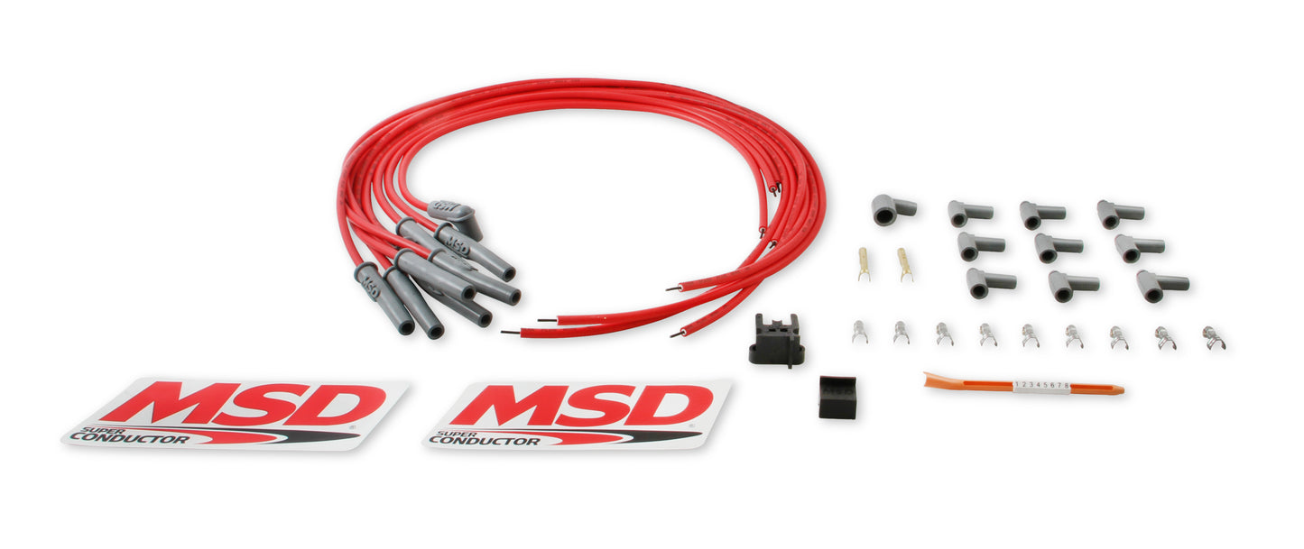 Super Conductor Spark Plug Wire Set, Multi-Angle Plug, HEI Cap by MSD