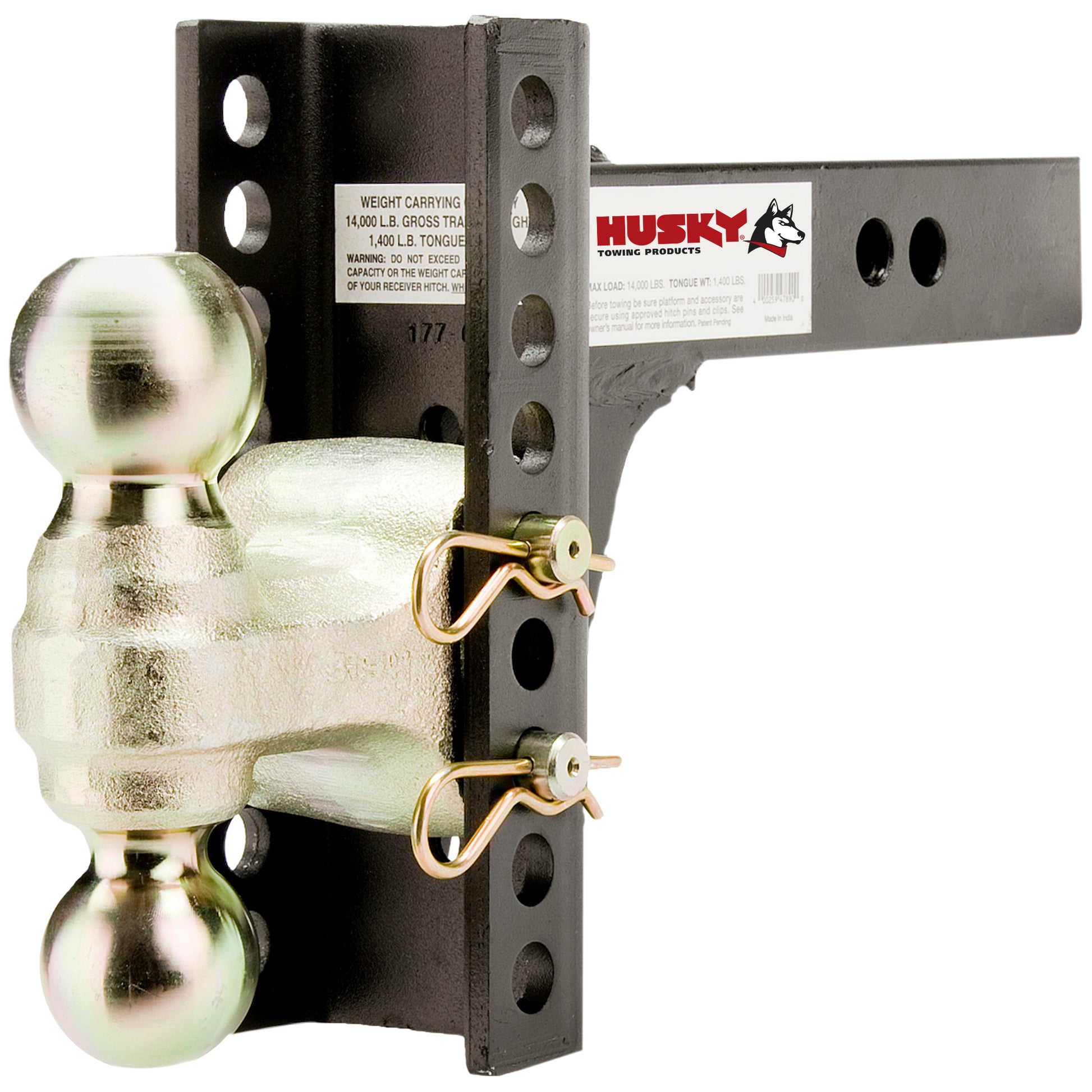 For 2" Recvr 14K Gross Wt Adjust Drop Or Rise Dual Hitch Ball by Husky Towing