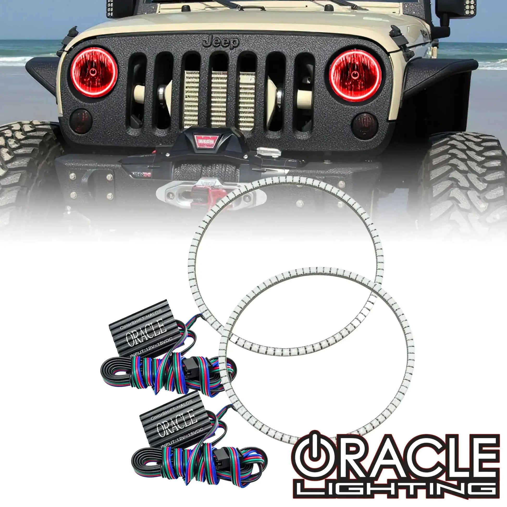 ORACLE Lighting 2007-2017 Jeep Wrangler JK LED Surface Mount Headlight Halo Kit by ORACLE Lighting