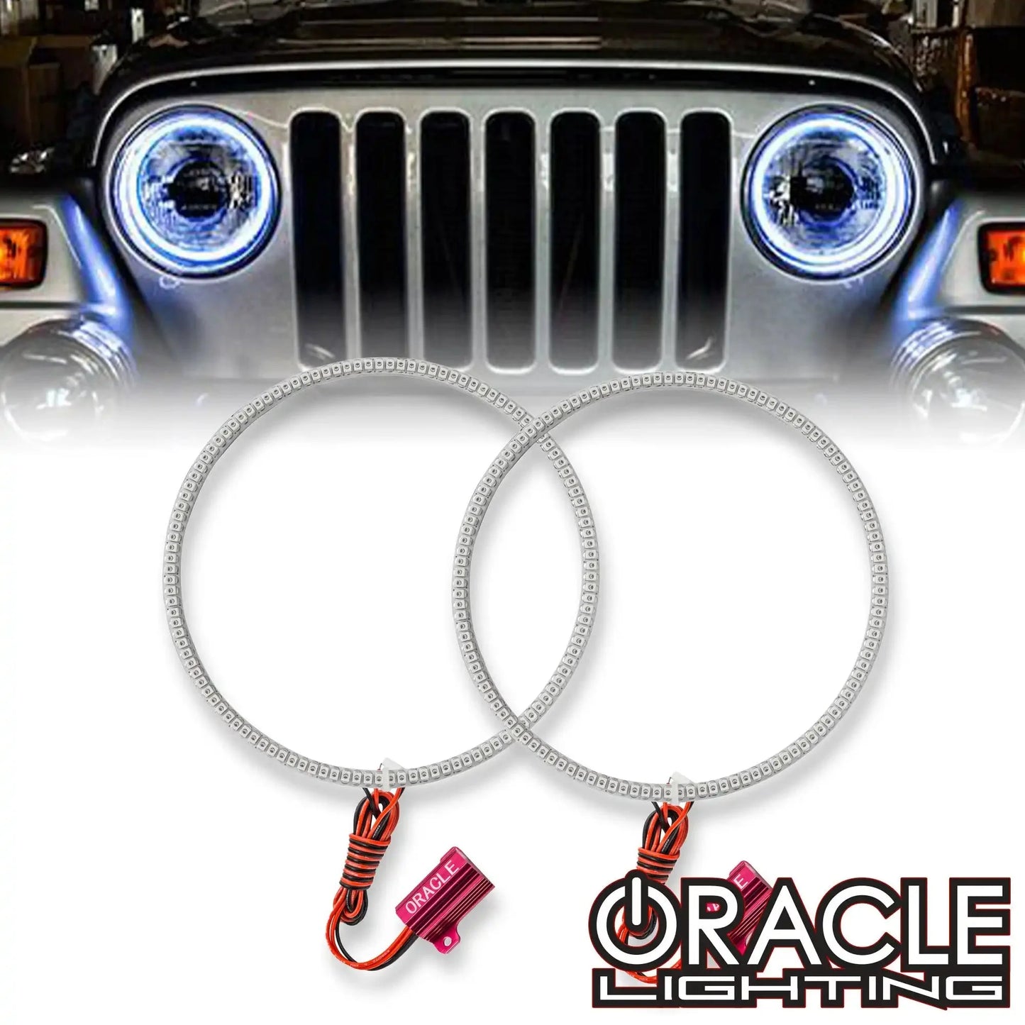 1997-2006 Jeep Wrangler TJ ORACLE LED Headlight Halo Kit- Waterproof Surface Mount by ORACLE Lighting