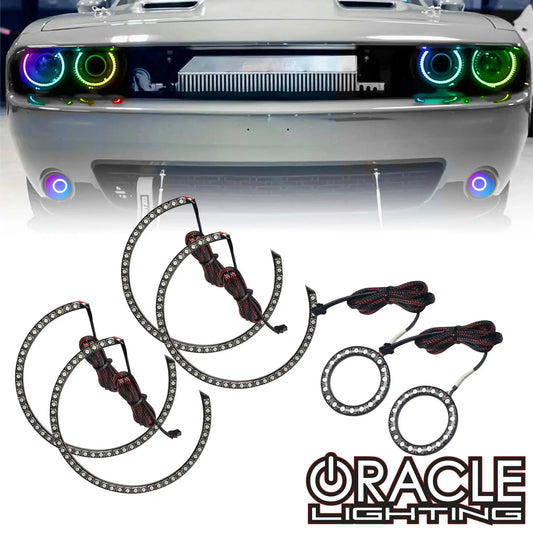ORACLE Lighting 2015-2023 Dodge Challenger Dynamic ColorSHIFT Surface Mount Headlight & Fog Light Halo Kit - Combo by ORACLE Lighting