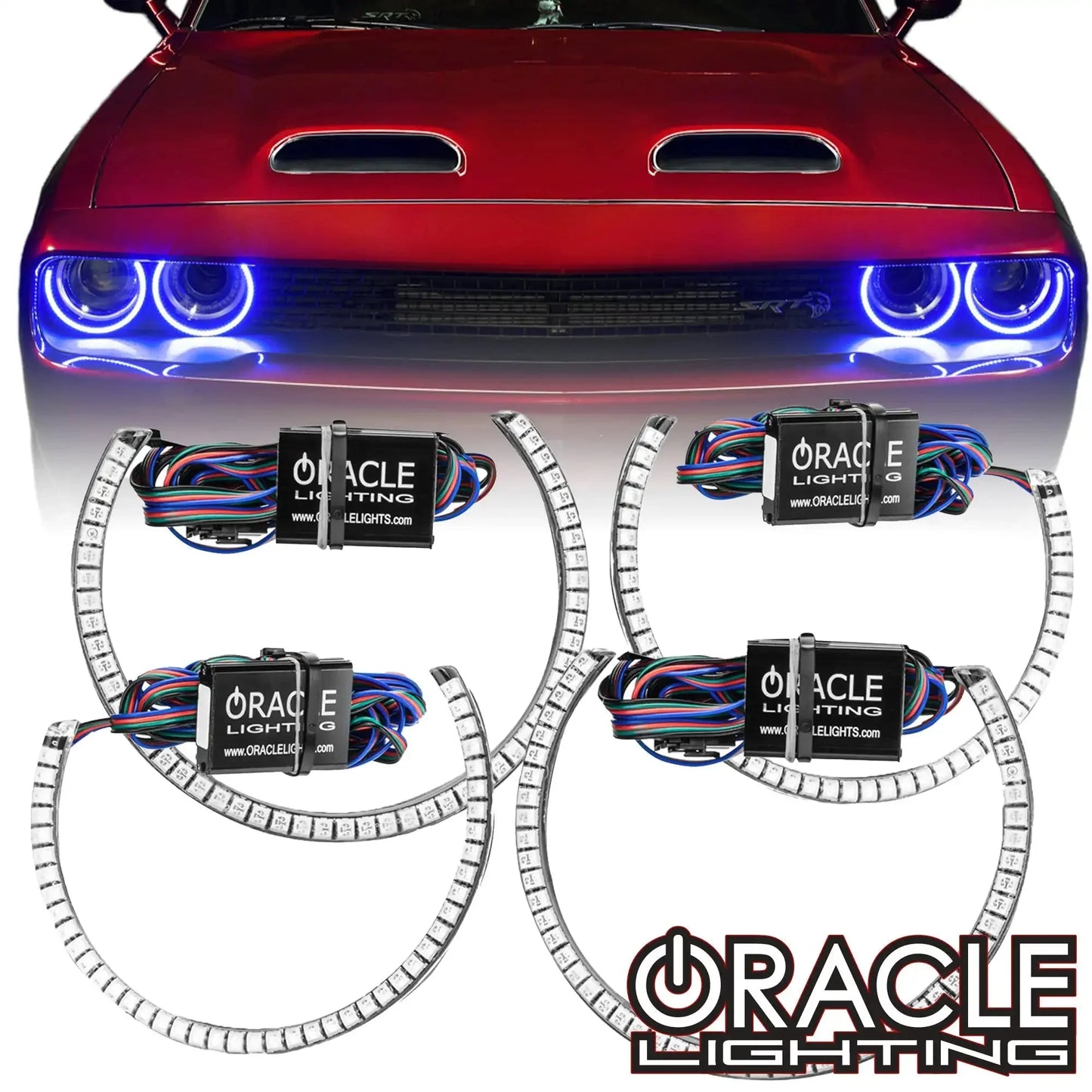 ORACLE Lighting 2015-2023 Dodge Challenger LED Surface Mount Headlight Halo Kit by ORACLE Lighting