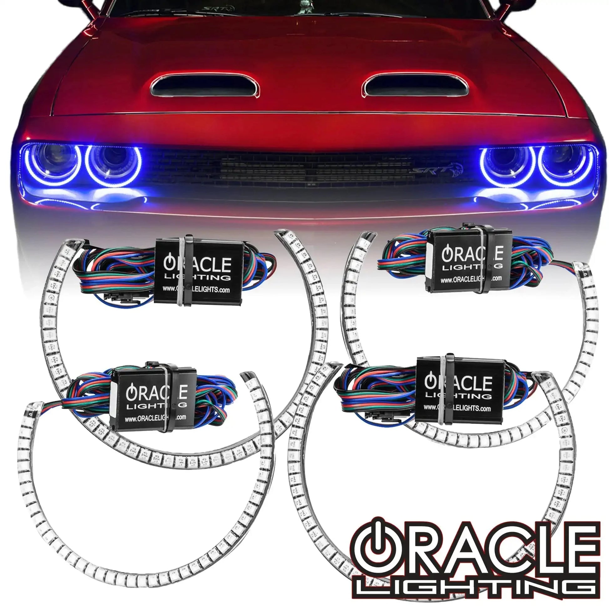 ORACLE Lighting 2015-2023 Dodge Challenger LED Surface Mount Headlight Halo Kit by ORACLE Lighting