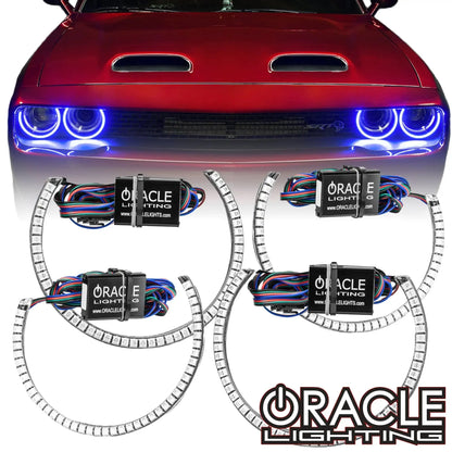 ORACLE Lighting 2015-2023 Dodge Challenger LED Surface Mount Headlight Halo Kit by ORACLE Lighting
