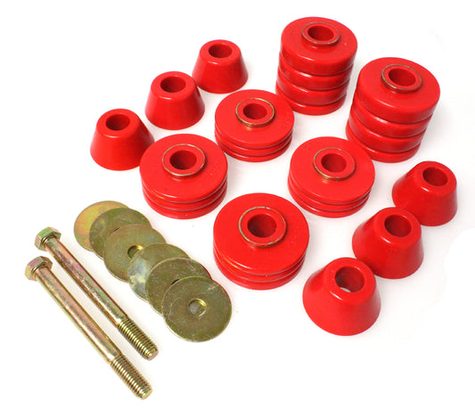 Body Cab Mount Set; Red; Performance Polyurethane; by Energy Suspension