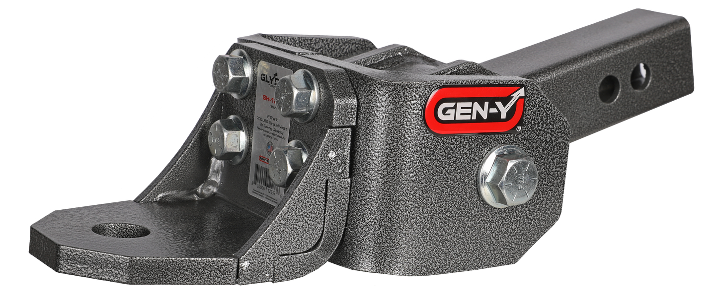 GLYDER TORSION-FLEX 2" Shank 2" drop .4K-.7K TW 7K Hitch & Ball 1" Dia Hole by GEN-Y Hitch