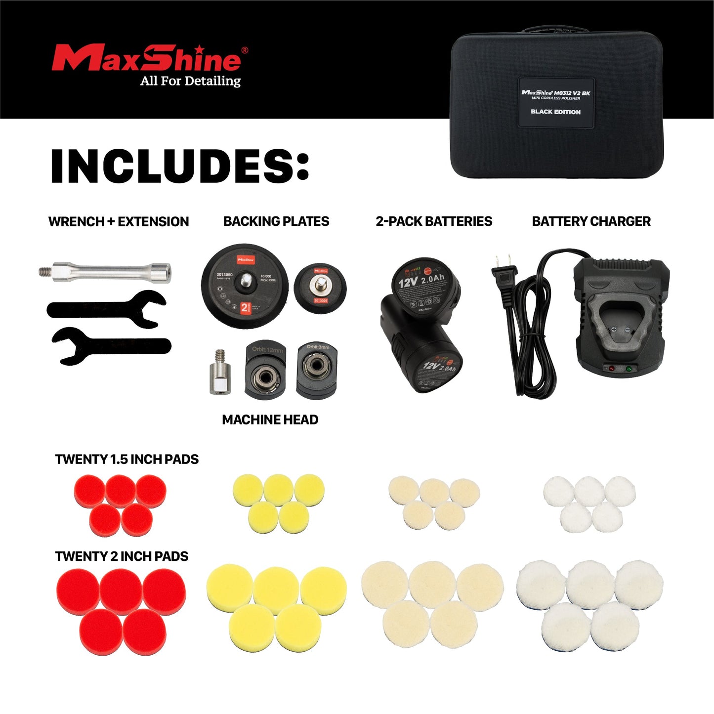 Cordless Dual Action Polisher | M0312 V2 - Cordless Hybrid Rotary & DA by MaxshineUSA