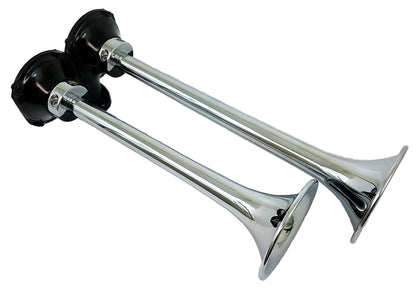 Chrome-plated dual roof mount truck horn (no solenoid included). by Kleinn Automotive Accessories