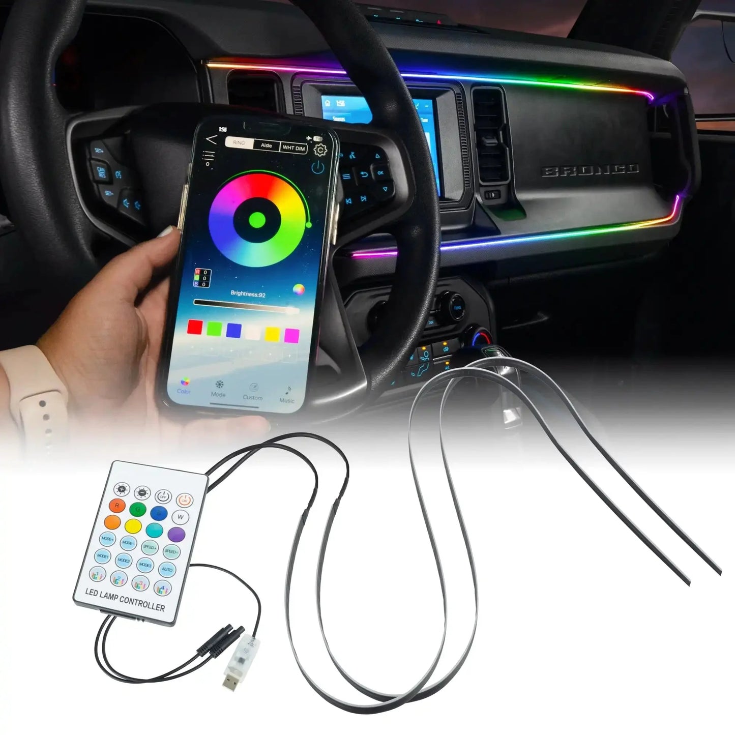2021-2025 Ford Bronco Dynamic ColorSHIFT LED Dash Kit - USB Plug & Play Interior Lighting by ORACLE Lighting