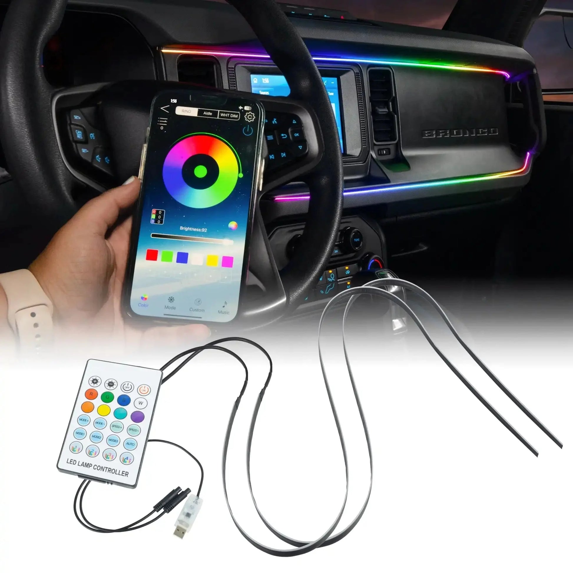 2021-2025 Ford Bronco Dynamic ColorSHIFT LED Dash Kit - USB Plug & Play Interior Lighting by ORACLE Lighting