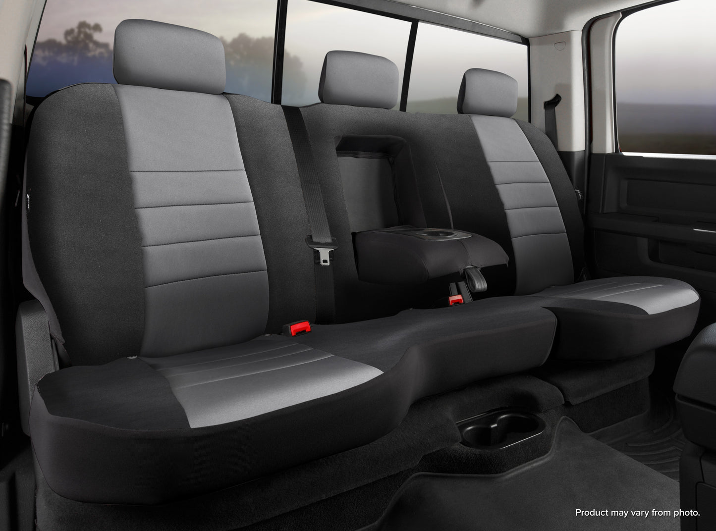 NP90 Series - Neoprene Custom Fit Rear Seat Cover- Black/Gray Center Panel by FIA