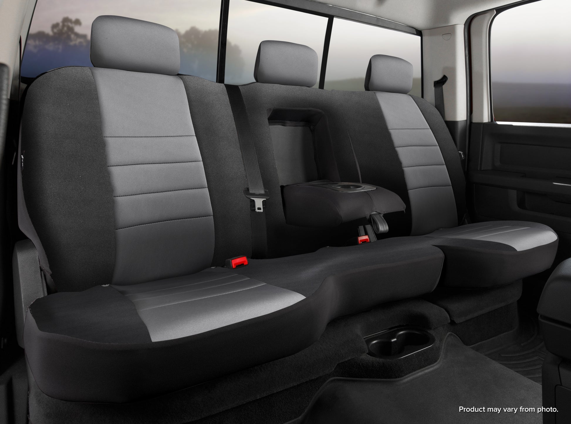 NP90 Series - Neoprene Custom Fit Rear Seat Cover- Black/Gray Center Panel by FIA