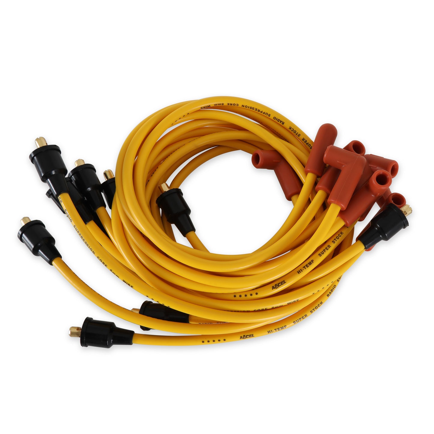 Spark Plug Wire Set- Super Stock Graphite Core 8mm- Chevy/ GMC V8 1955-74-Yellow by ACCEL