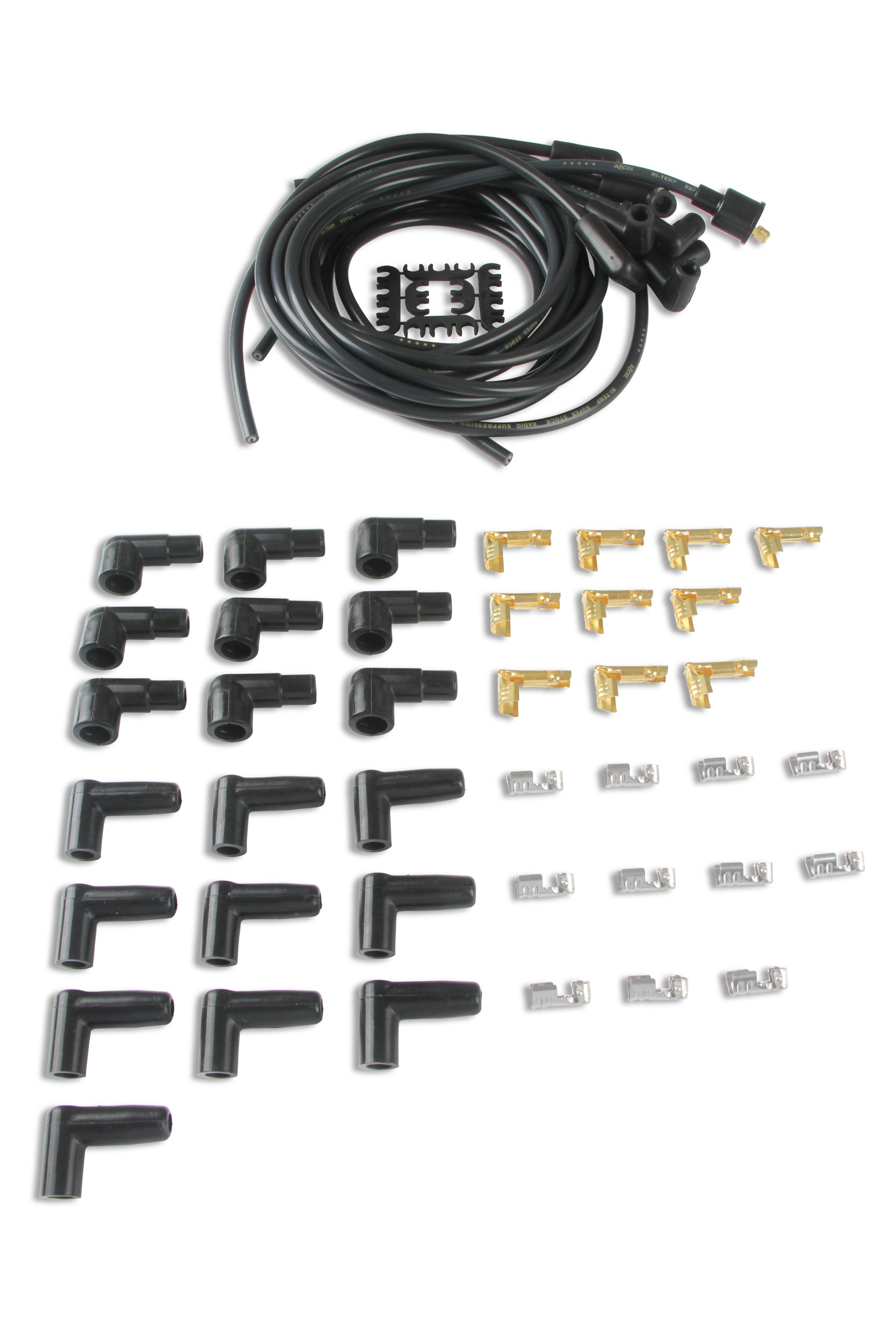 Spark Plug Wire Set- 8mm - Black Wire with Black 90 Deg Boots by ACCEL