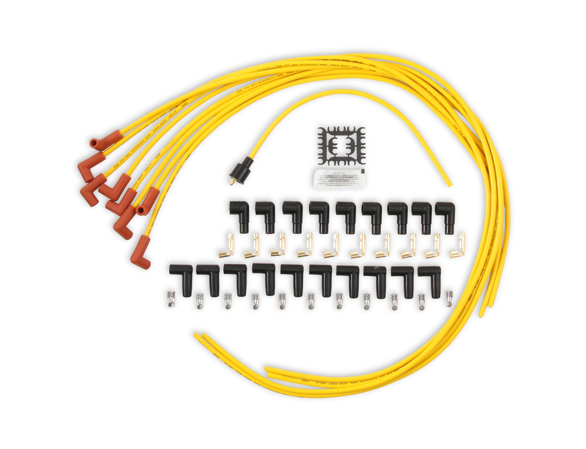 Spark Plug Wire Set - 8mm - Yellow with Orange 90 Deg Boots by ACCEL