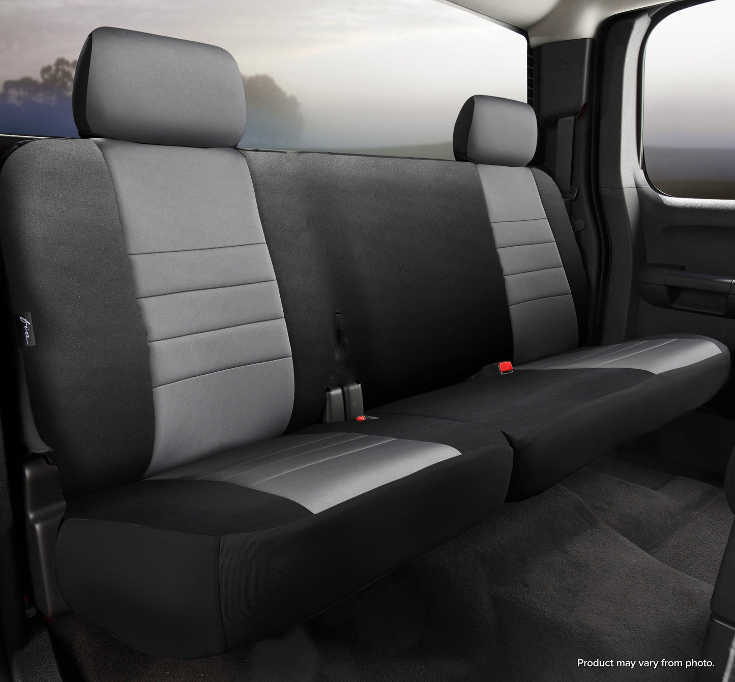 NP90 Series - Neoprene Custom Fit Rear Seat Cover- Black/Gray Center Panel by FIA