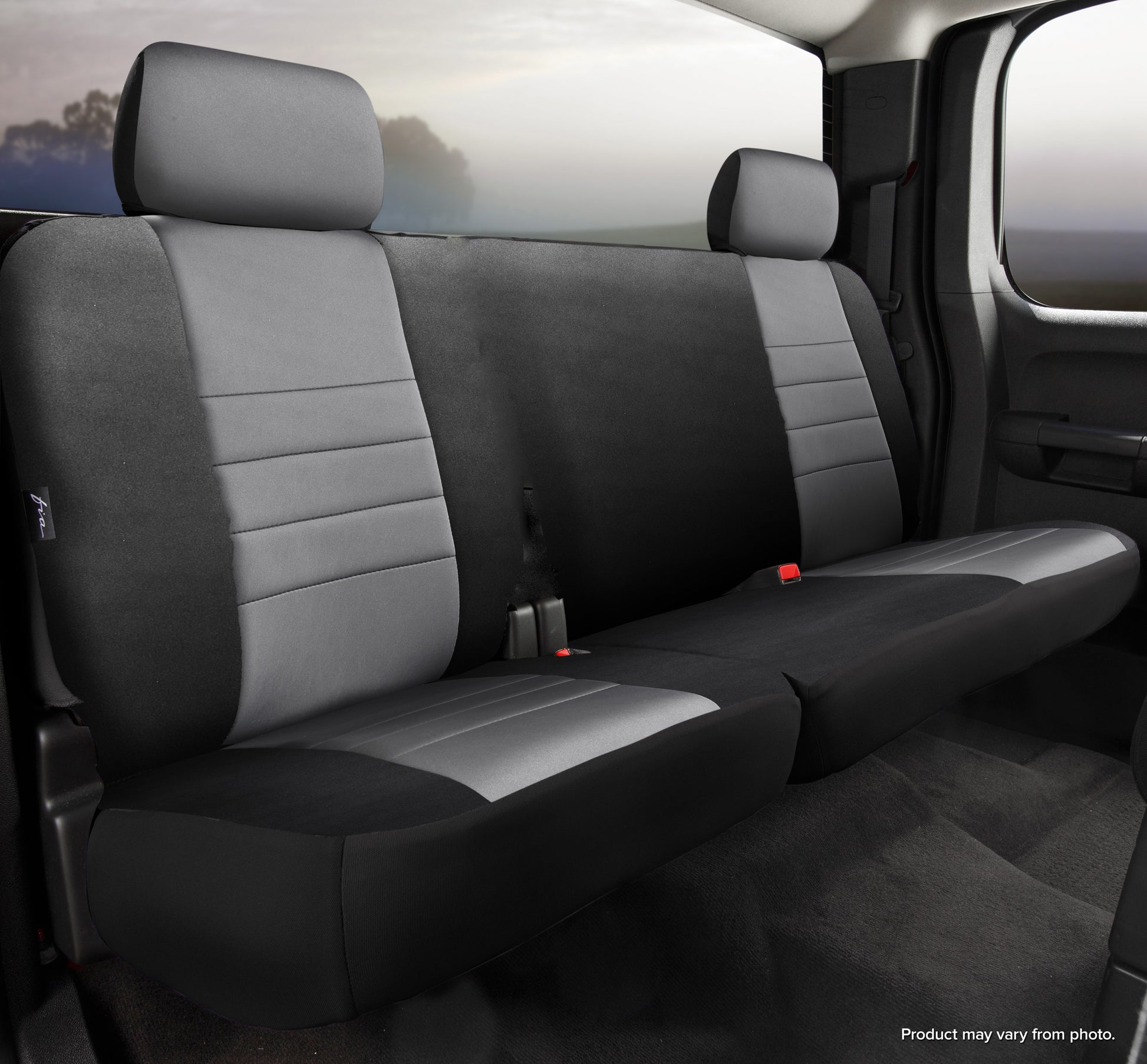 NP90 Series - Neoprene Custom Fit Rear Seat Cover- Black/Gray Center Panel by FIA