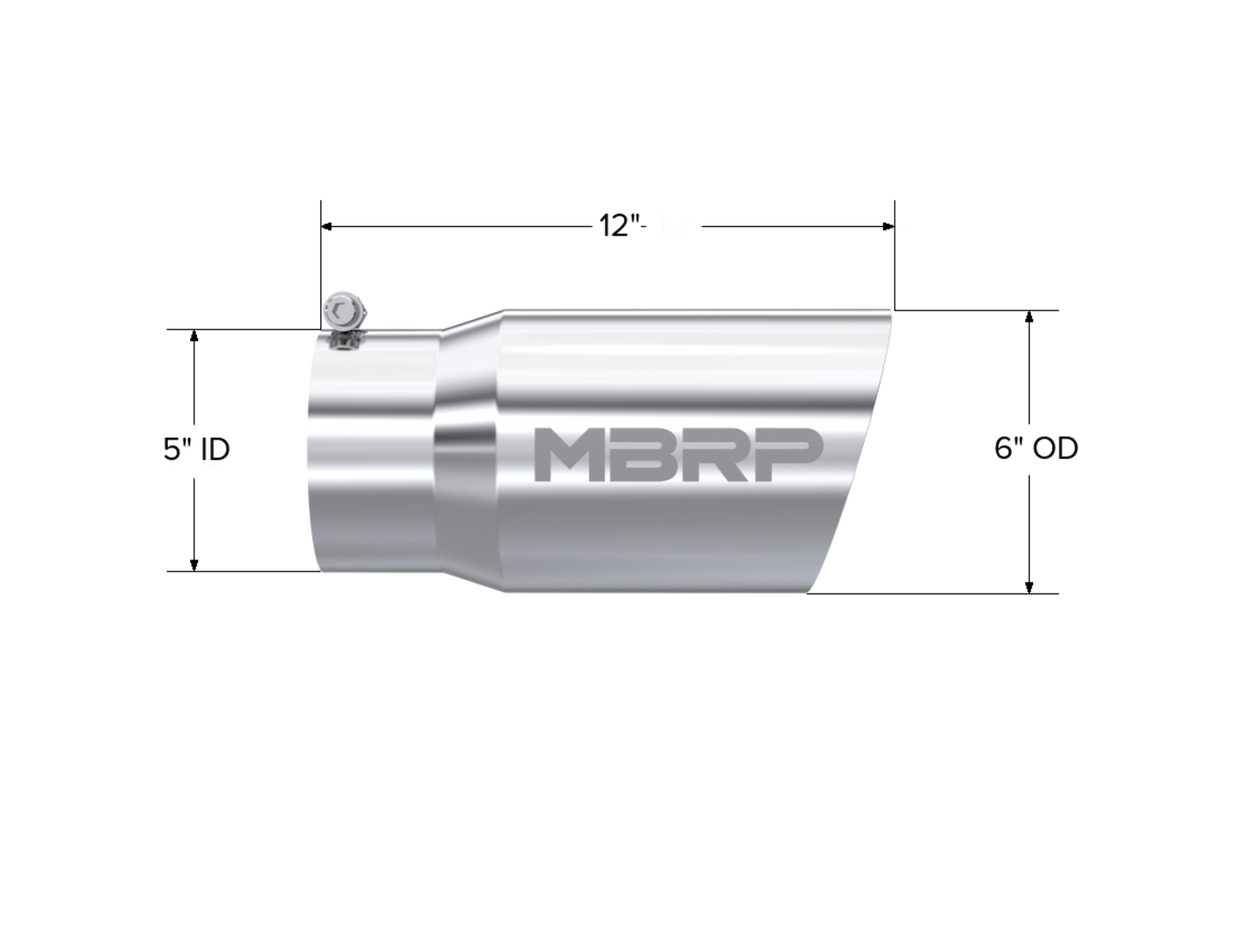 Tip. 6in. O.D. Dual Wall Angled 5in. inlet 12in. length. T304 Stainless Steel. by MBRP Exhaust