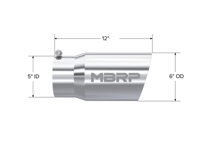 Tip. 6in. O.D. Dual Wall Angled 5in. inlet 12in. length. T304 Stainless Steel. by MBRP Exhaust