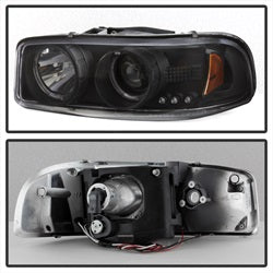(Spyder Signature) Projector Headlights - LED Halo - Black by Spyder Auto
