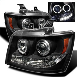 (Spyder Signature) Projector Headlights - LED Halo - Black by Spyder Auto