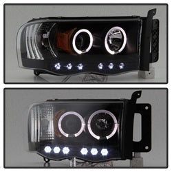 (Spyder Signature) Projector Headlights - LED Halo - Black by Spyder Auto