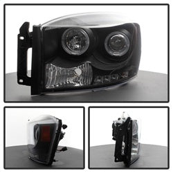 (Spyder Signature) Projector Headlights - LED Halo - Black by Spyder Auto