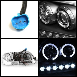 (Spyder Signature) 1PC Projector Headlights - LED Halo - Amber Reflector - Black by Spyder Auto