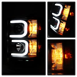 (Spyder Signature) Projector Headlights - Light Bar DRL - Black by Spyder Auto