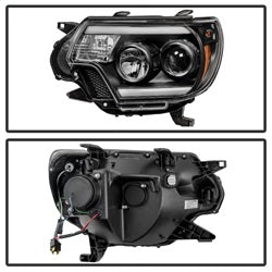 (Spyder Signature) Projector Headlights - Light Bar DRL - Black by Spyder Auto