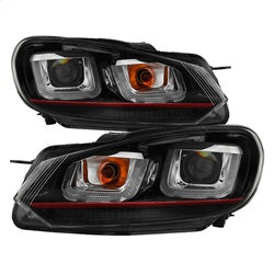 (Spyder Signature) Projector Headlights - Version 3 - Dual U DRL - Black by Spyder Auto
