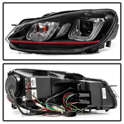 (Spyder Signature) Projector Headlights - Version 3 - Dual U DRL - Black by Spyder Auto