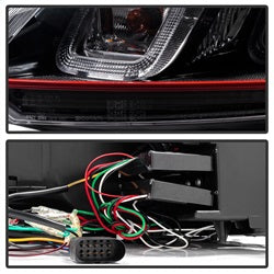 (Spyder Signature) Projector Headlights - Version 3 - Dual U DRL - Black by Spyder Auto