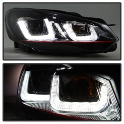 (Spyder Signature) Projector Headlights - Version 3 - Dual U DRL - Black by Spyder Auto