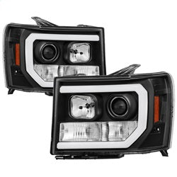 (Spyder Signature) Projector Headlights - Version 2 - Light Bar DRL LED - Black by Spyder Auto