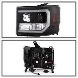 (Spyder Signature) Projector Headlights - Version 2 - Light Bar DRL LED - Black by Spyder Auto